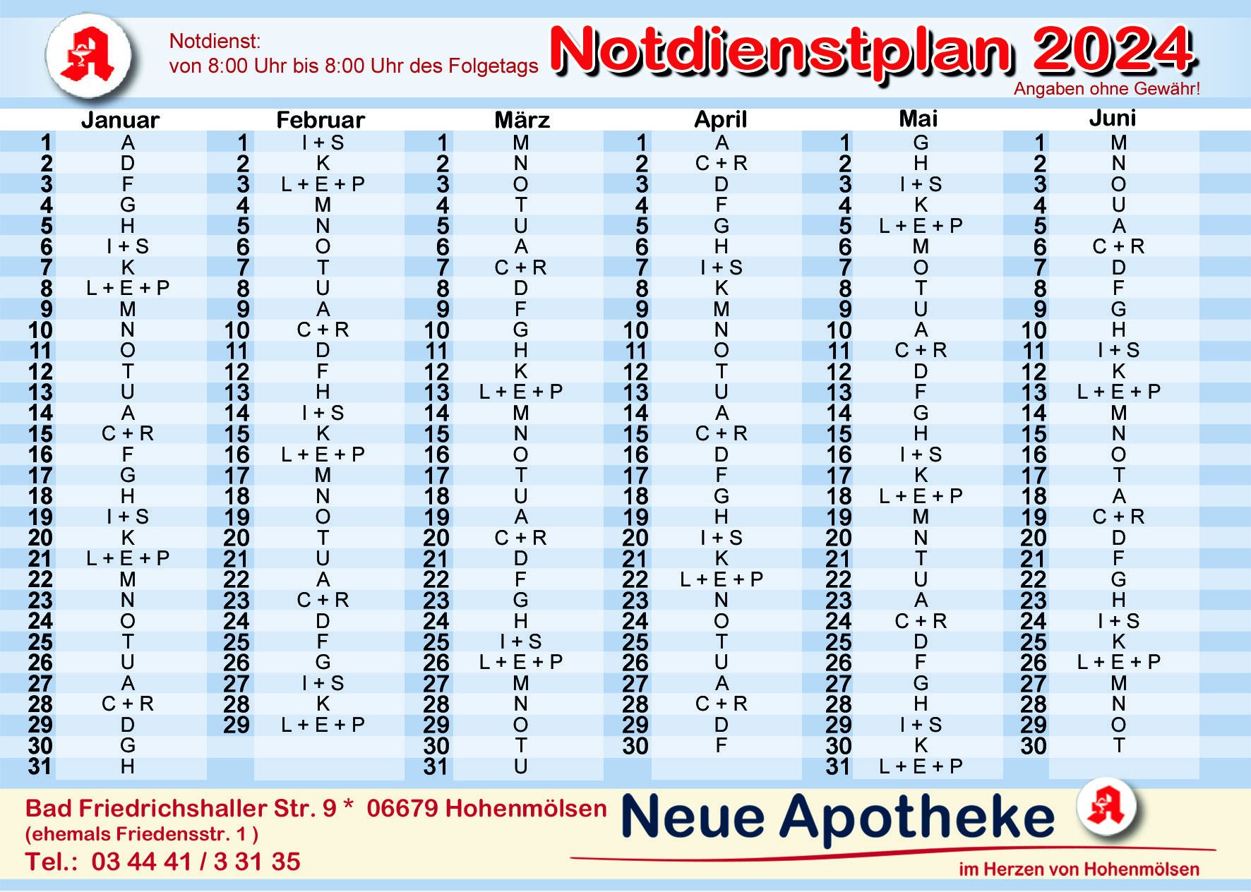 Notdienstplan Teil 2